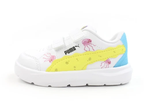 Puma white celandine/blue pink sneaker Evolve Court SpongeBob